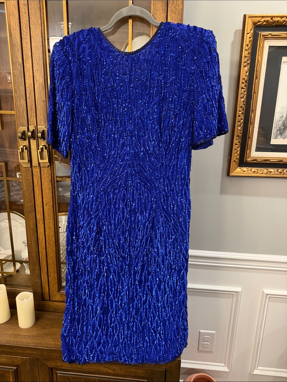 Stenay Cobalt Beaded Short-Sleeve Midi Dress